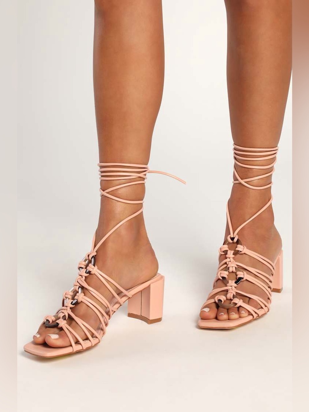 NWOT Lulus Finu Mauve Pink Lace-Up High Heel Sandals
